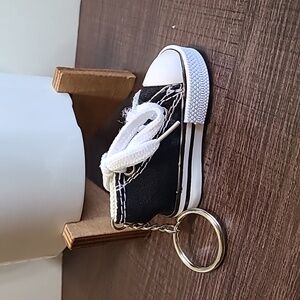 Miniature Black Canvas Sneaker Keychain Novelty Shoe Keyring Bag Charm‎
